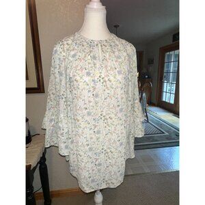 NWT Violet + Claire Floral Patterned Womens Blouse With Ruffle Sleeves Size 1X